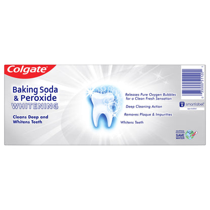Colgate Baking Soda & Peroxide Toothpaste - Whitens Teeth, Fights Cavities & Removes Stains, Brisk Mint, 6 Ounce (Pack of 2)