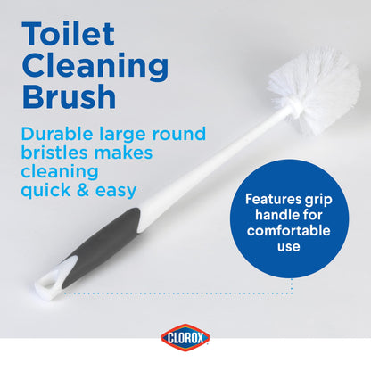Clorox Toilet Bowl Brush & Plunger Combo Set with Storage Caddy - Toilet Plunger for Bathroom, Bathroom Organizers & Storage, Bathroom Accessories, Toilet Unclogger, Long Handled Toilet Brush