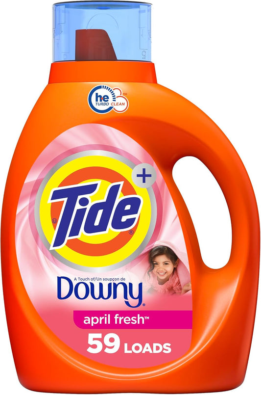 Tide Plus A Touch of Downy Liquid Laundry Detergent, April Fresh, 84 fl oz, 59 loads, HE Compatible