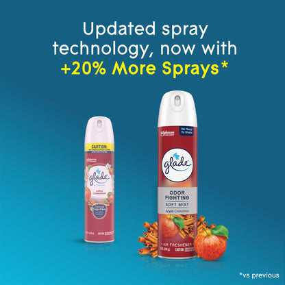 Glade Air Freshener Room Spray, Apple Cinnamon Scent, Odor Fighting to Deliver Long Lasting Freshness, 8 Oz, 6 Count