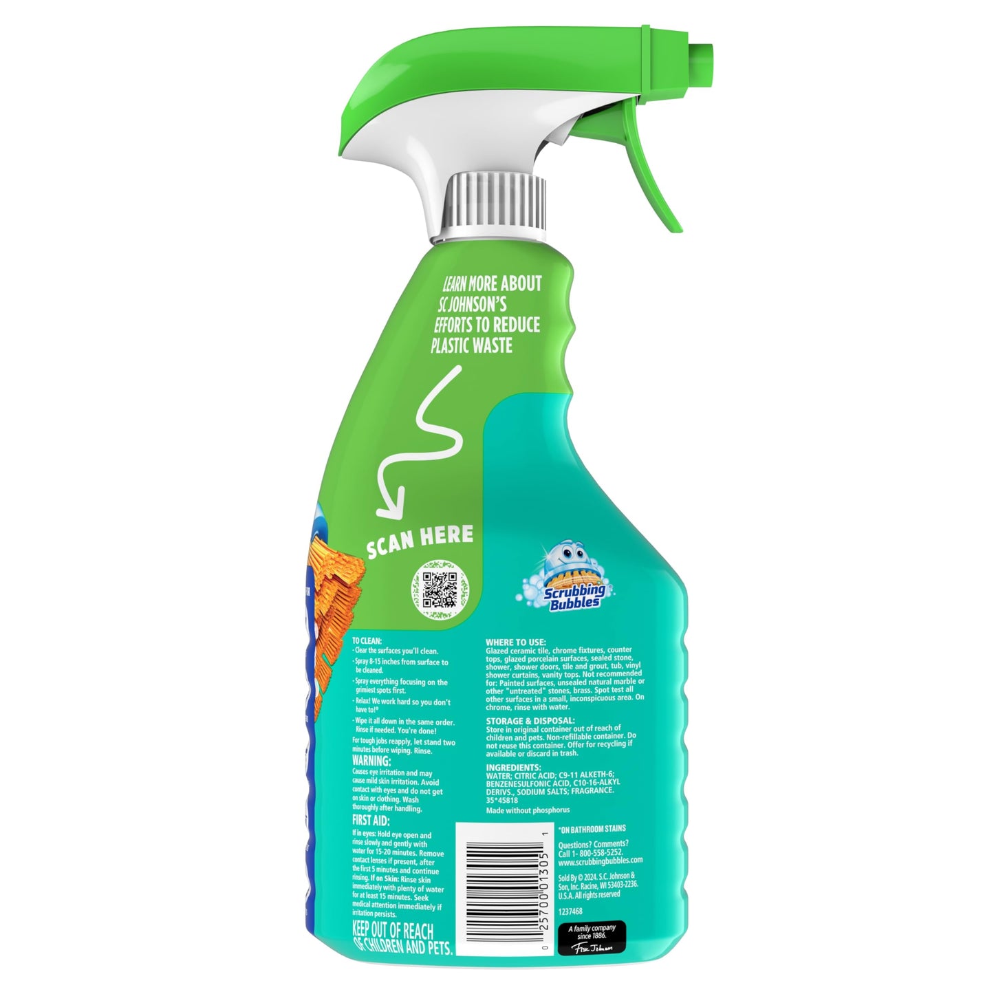 Scrubbing Bubbles Easy Clean Foaming Multipurpose Bathroom Cleaner Spray, Bottle Made from 100% Recyled Plastic, 32 Ounce Spray