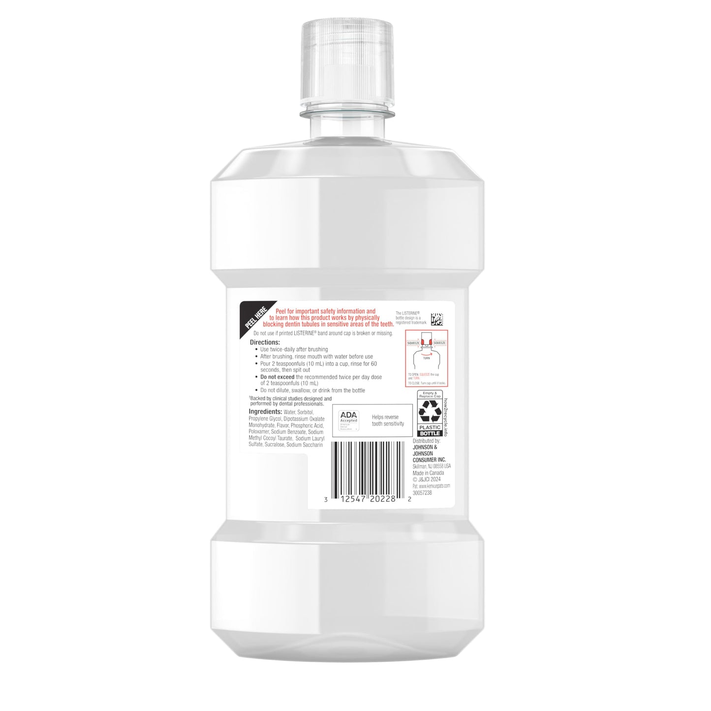 Listerine Clinical Solutions Sensitive Teeth Alcohol Free Mouthwash, Fresh Breath Dental Mouthwash Provides Protection & Relief from Tooth Sensitivity Pain, Daily Fresh Mint Oral Rinse, 500 mL