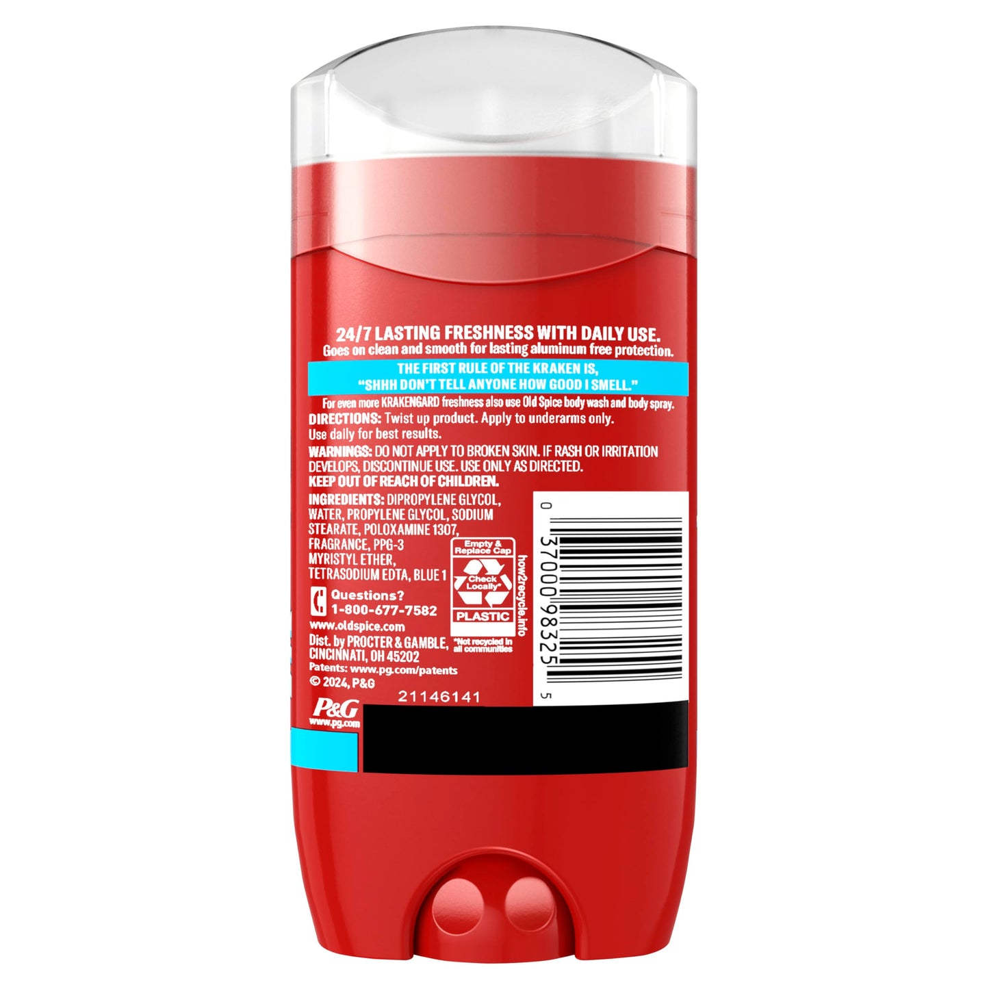 Old Spice Aluminum Free Deodorant for Men, 24/7 Odor Protection, 24/7 Freshness & Lasting Scent, Krakengard Scent, 3.0 oz (Pack of 3)