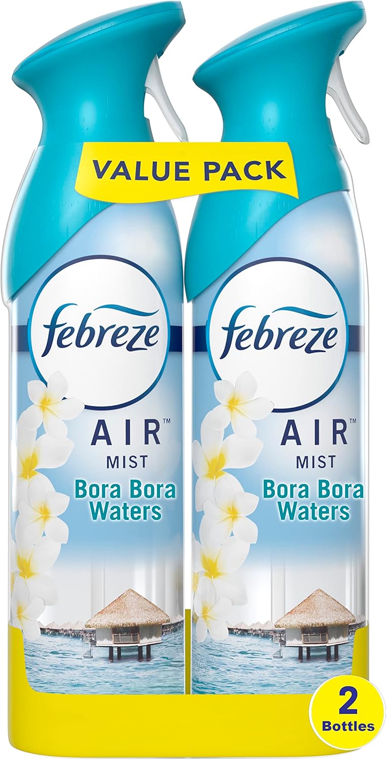 Febreze Air Mist Air Freshener Spray, Odor-Fighting Room Spray, Air Fresheners for Home and Bathroom and Kitchen, Aerosol Can, Bora Bora Waters Scent, 8.8oz, 2 Count
