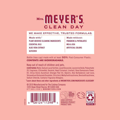 MRS. MEYER'S CLEAN DAY Liquid Dish Soap, Biodegradable Formula, Limited Edition Rose, 16 fl. oz - Pack of 3