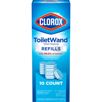 CLOROX ToiletWand Toilet Cleaning Refills, Disinfecting Scrubbing Pads, 10 Count (Pack May Vary)