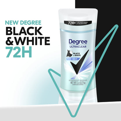 Degree Antiperspirant for Women Protects from Deodorant Stains Pure Clean Deodorant for Women 2.6 Ounce (Pack of 4)