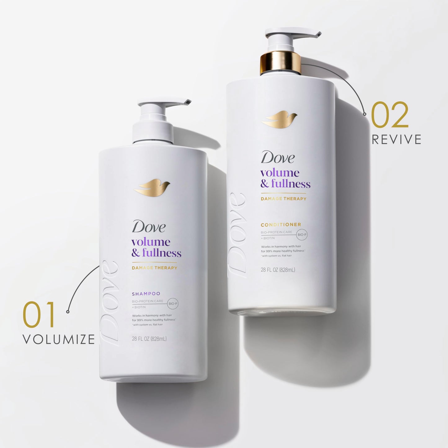 Dove Conditioner Volume & Fullness for Fine, Thin Hair with Liquid Bio-Protein Care Technology and Biotin 28 Fl oz