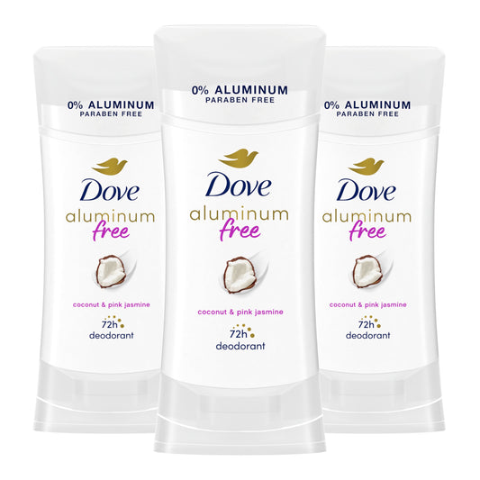 Dove Aluminum Free Deodorant for Women 3 Count Coconut and Pink Jasmine 72 hour odor protection 2.6 oz