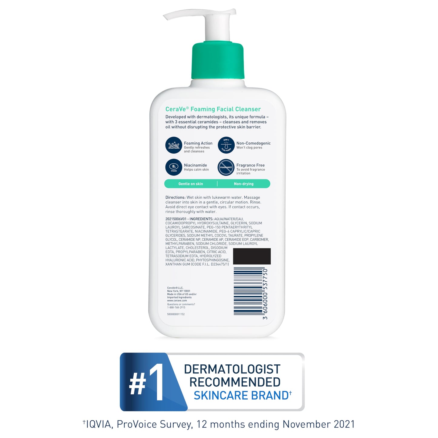 CeraVe Foaming Facial Cleanser, Daily Face Wash for Oily Skin, Hyaluronic Acid + Ceramides + Niacinamide, Fragrance Free & Paraben Free, Non-Drying Oil Control Face Wash, 8 Fluid Ounces