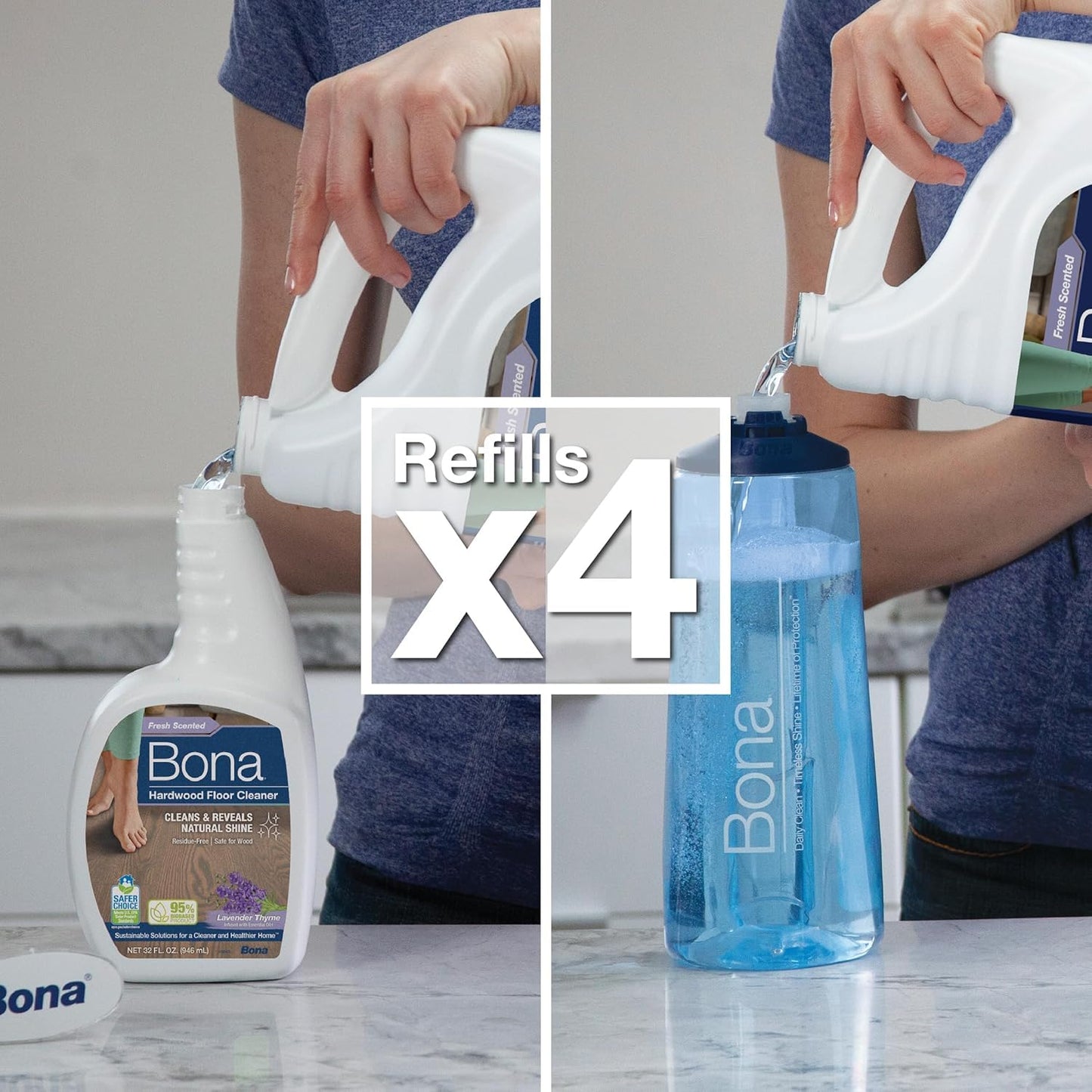 Bona Hardwood Floor Cleaner Refill - 128 fl oz - Lavender Thyme Scent - Residue-Free Floor Cleaning Solution Spray Mop and Spray Bottle Refill - For Wood Floors