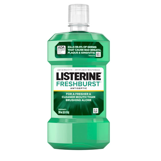 Listerine Freshburst Antiseptic Mouthwash for Bad Breath, Kills 99% of Germs That Cause Bad Breath & Fight Plaque & Gingivitis, ADA Accepted Mouthwash, Spearmint, 8.5 Fl. Oz (250 mL)