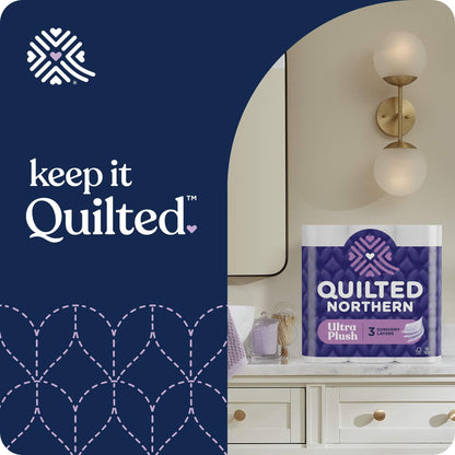 Quilted Northern Ultra Plush Toilet Paper, 6 Mega Rolls = 24 Regular Rolls, 3X Thicker*, 3 Ply Soft Toilet Tissue
