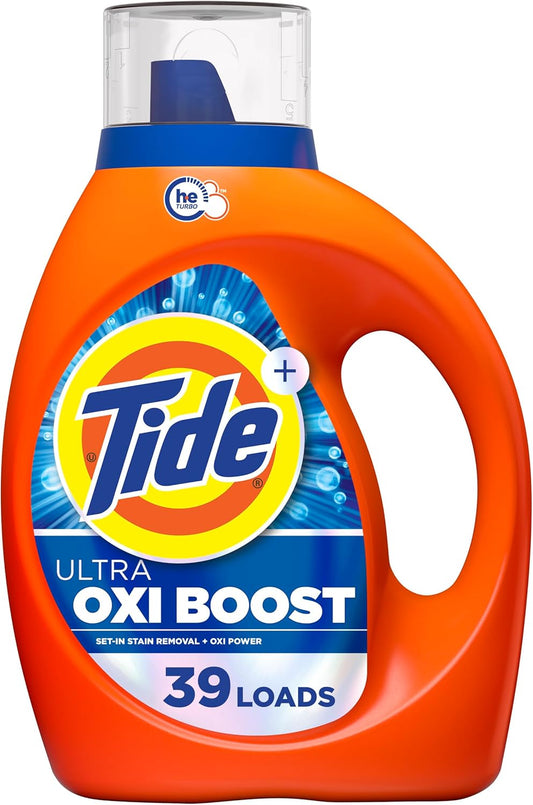 Tide Ultra Oxi Boost Liquid Laundry Detergent, 55 fl oz, 39 Loads, Advanced Stain Remover, Laundry Detergent Liquid with Extra Oxi Power
