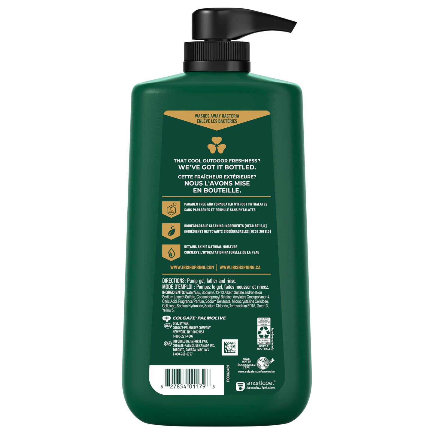 Irish Spring Active Scrub Exfoliating Body Wash for Men, 24-Hour Fresh, Face and Body Wash, Men’s Body Wash, Biodegradable Ingredients, Paraben Free, Cool Fresh Scent, 30 fl oz Pump Bottle