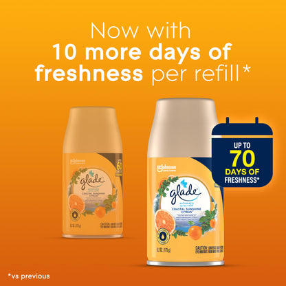 Glade Automatic Spray Refill, Air Freshener for Home and Bathroom, Coastal Sunshine Citrus, 6.2 Oz, 3 Count