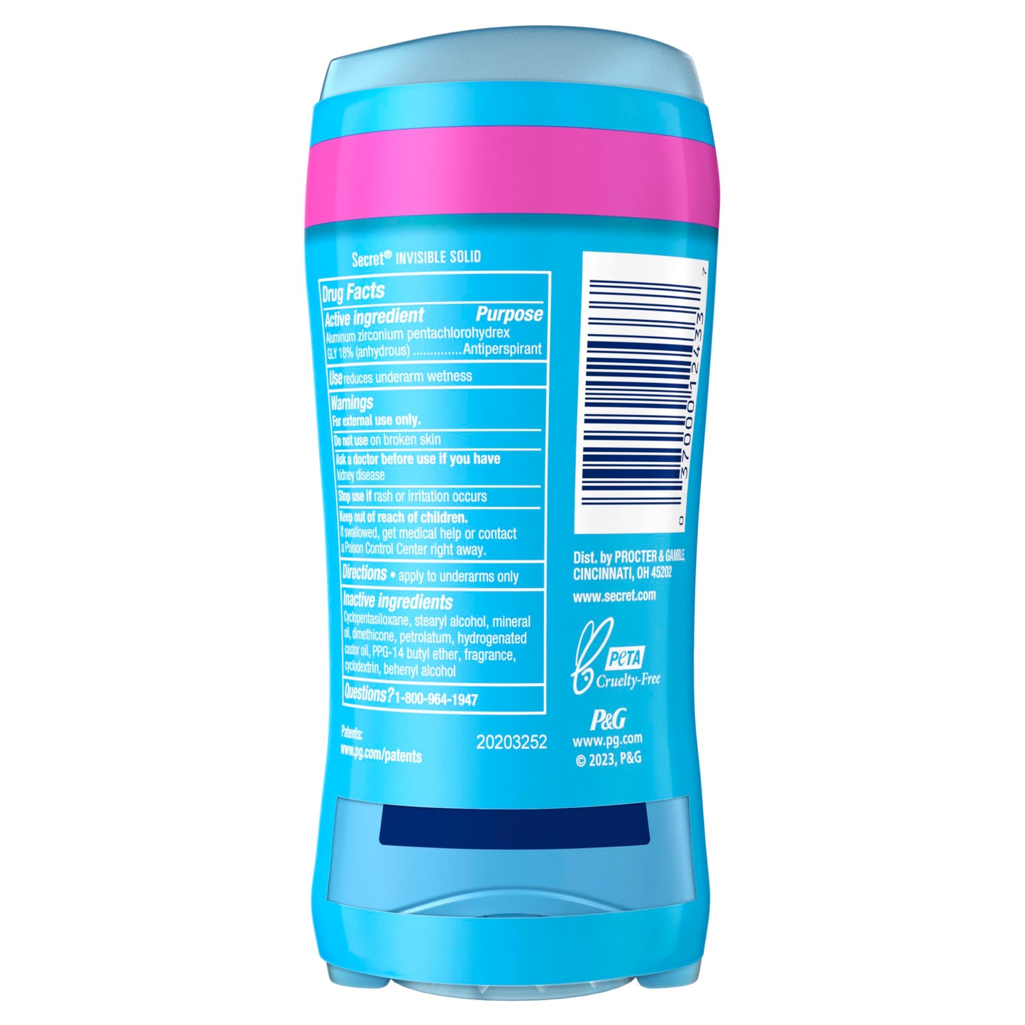 Secret Antiperspirant and Deodorant for Women, 24hr Sweat & Odor Protection, PH Balanced Protection, Gentle on Skin, Invisible Solid, Shower Fresh Scent, 2.6 oz (Pack of 2)
