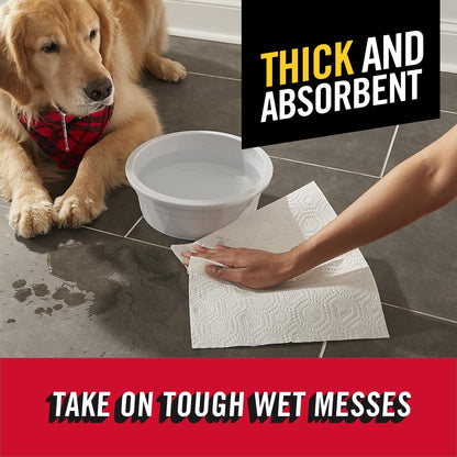 Brawny Tear-A-Square Paper Towels, 2 Double Rolls = 4 Regular Rolls, 3 Sheet Sizes (Quarter, Half, Full), Strength for All Messes, Cleanups, and Meal Prep
