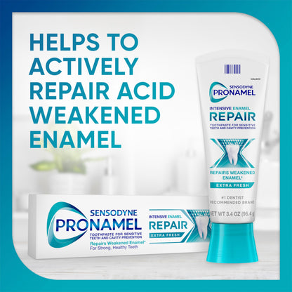 Sensodyne Pronamel Intensive Enamel Repair Toothpaste for Sensitive Teeth, to Reharden and Strengthen Enamel, Extra Fresh - 3.4 Ounces (Pack of 4)