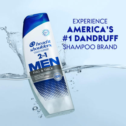 Head & Shoulders Anti-Dandruff 2 in 1 Shampoo and Conditioner, Full and Thick, 32.1 Fl. Oz (Pack of 2)