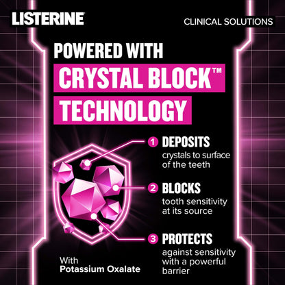 Listerine Clinical Solutions Sensitive Teeth Alcohol Free Mouthwash, Fresh Breath Dental Mouthwash Provides Protection & Relief from Tooth Sensitivity Pain, Daily Fresh Mint Oral Rinse, 500 mL