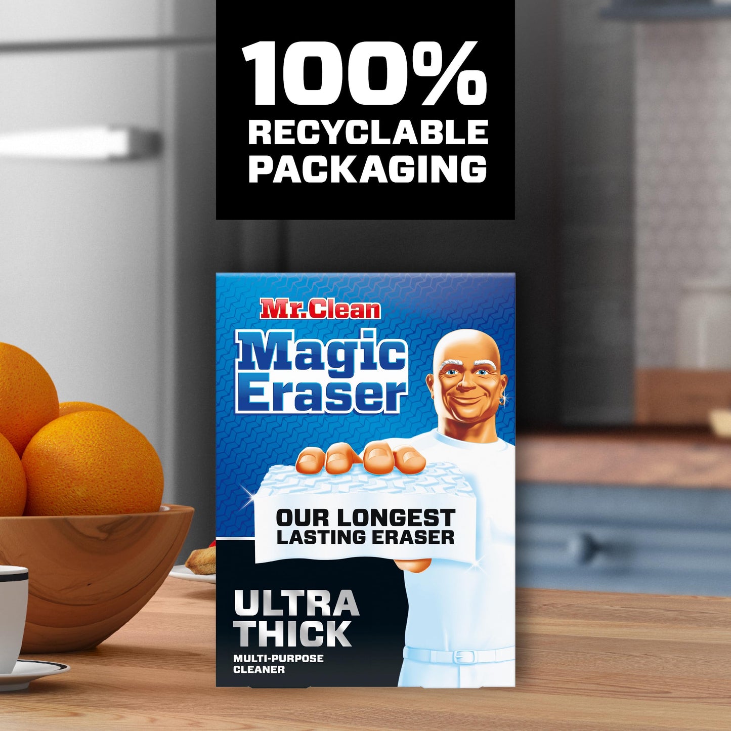 Mr. Clean Magic Eraser Ultra Thick Multi Purpose Cleaner, Bathroom Cleaning Supplies, Magic Eraser Sponge Multi Surface Cleaner, 5ct