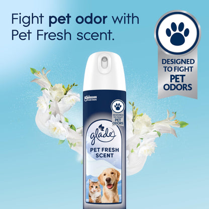 Glade Air Freshener Room Spray, Pet Fresh Scent, Odor Fighting to Deliver Long Lasting Freshness, 8 Oz, 6 Count