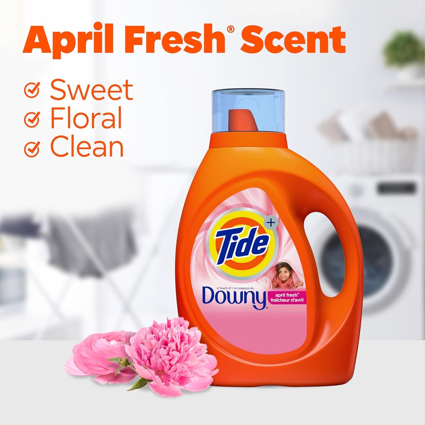 Tide Plus A Touch of Downy Liquid Laundry Detergent, April Fresh, 84 fl oz, 59 loads, HE Compatible