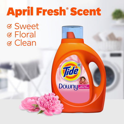 Tide Plus A Touch of Downy Liquid Laundry Detergent, April Fresh, 84 fl oz, 59 loads, HE Compatible