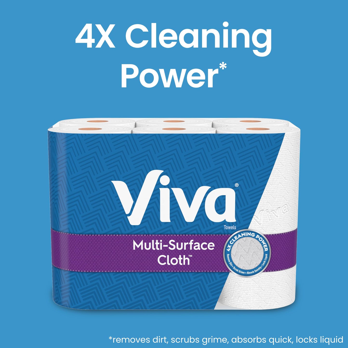 Viva Multi-Surface Cloth Paper Towels, 3 Double Rolls, 110 Sheets Per Roll