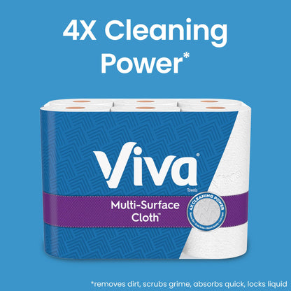 Viva Multi-Surface Cloth Paper Towels, 3 Double Rolls, 110 Sheets Per Roll