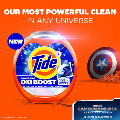 Tide Oxi Boost Power PODS Laundry Detergent Pods, 45 Count, Stain Remover Plus Oxi Power