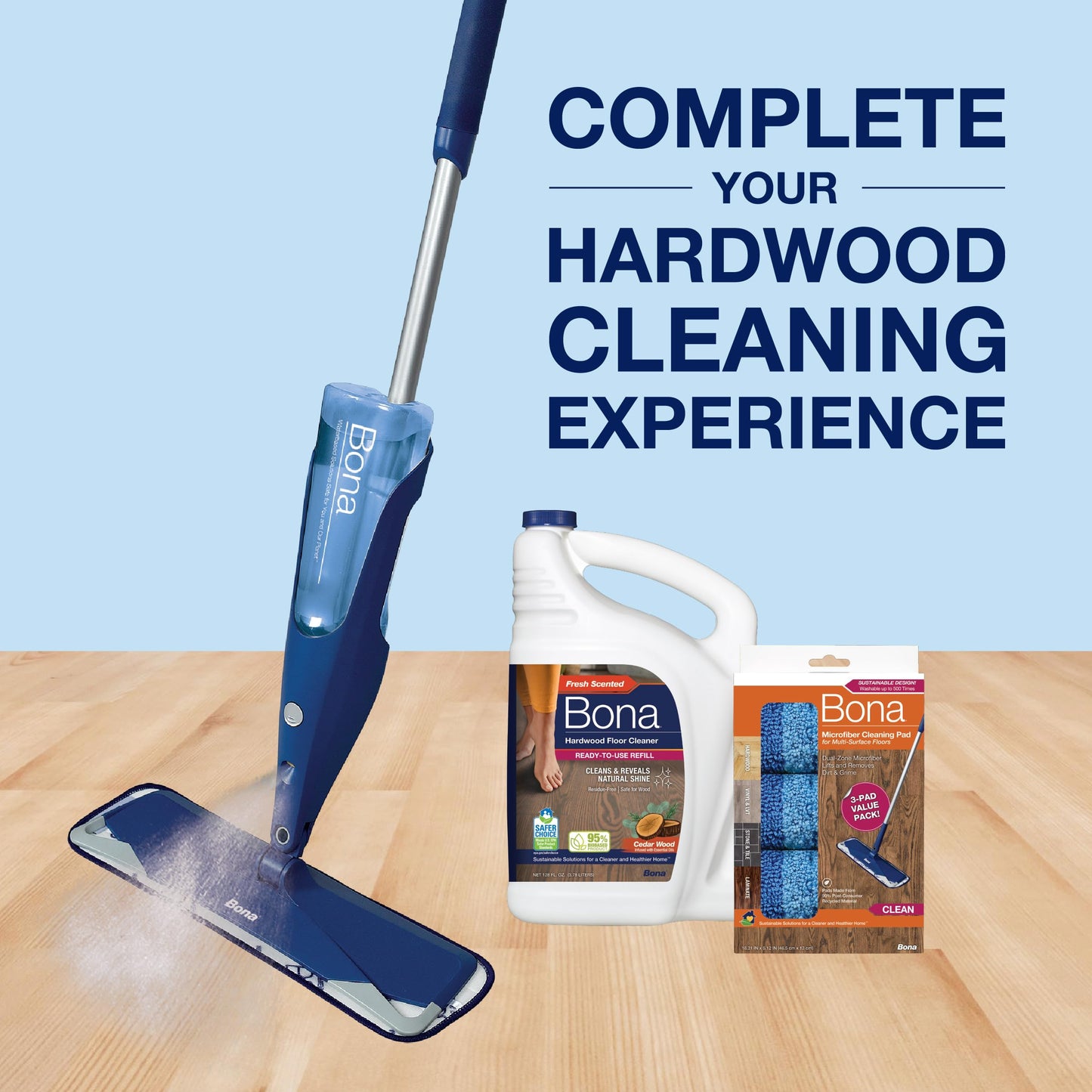Bona Hardwood Floor Cleaner Refill - 64 fl oz - Cedar Wood - Refill Spray Mops and Spray Bottles - Residue-Free Floor Cleaning Solution for Hardwood Floors