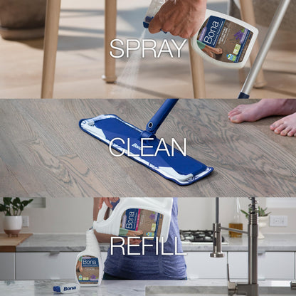 Bona Hardwood Floor Cleaner Spray - 32 fl oz - Lavender Thyme Scent - Refillable - Residue-Free Floor Cleaning Solution for Wood Floors