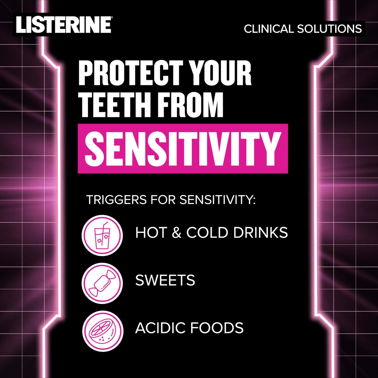 Listerine Clinical Solutions Sensitive Teeth Alcohol Free Mouthwash, Fresh Breath Dental Mouthwash Provides Protection & Relief from Tooth Sensitivity Pain, Daily Fresh Mint Oral Rinse, 500 mL