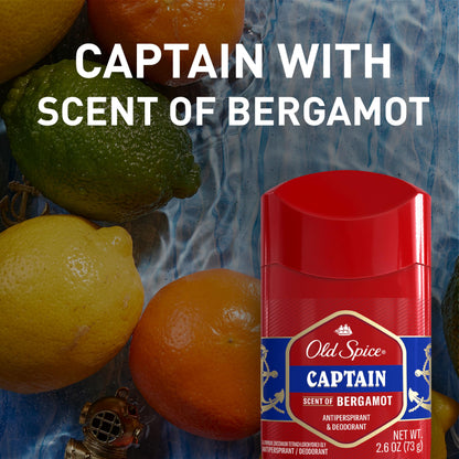 Old Spice Antiperspirant Deodorant for Men, 24/7 Sweat & Odor Protection, 24/7 Lasting Freshness, Invisible Solid, Captain with Bergamot Scent, 2.6 oz (Pack of 6)