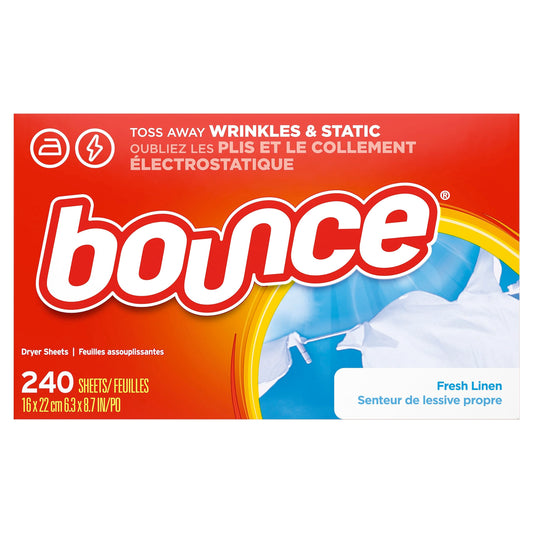 Bounce Dryer Sheets Laundry Fabric Softener, Fresh Linen Scent, 240 Count