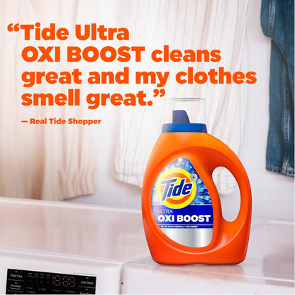 Tide Ultra Oxi Boost Liquid Laundry Detergent, 92 fl oz, 65 Loads, Advanced Stain Remover, Laundry Detergent Liquid with Extra Oxi Power