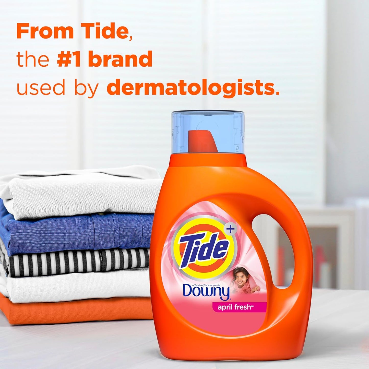 Tide Plus A Touch of Downy Liquid Laundry Detergent, April Fresh, 84 fl oz, 59 loads, HE Compatible