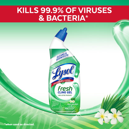 Lysol Toilet Bowl Cleaner Gel, For Cleaning and Disinfecting, Stain Removal, Forest Rain Scent, 24oz (Pack of 2)