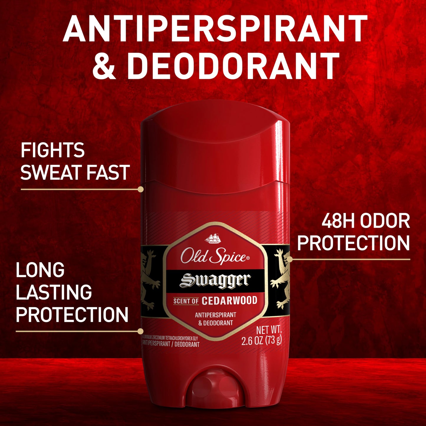 Old Spice Antiperspirant Deodorant for Men, 24/7 Sweat & Odor Protection, 24/7 Lasting Freshness, Invisible Solid, Swagger with Cedarwood Scent, 3.4 oz (Pack of 3)