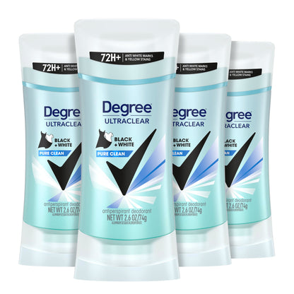 Degree Antiperspirant for Women Protects from Deodorant Stains Pure Clean Deodorant for Women 2.6 Ounce (Pack of 4)