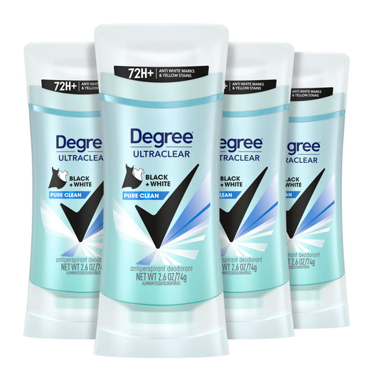 Degree Antiperspirant for Women Protects from Deodorant Stains Pure Clean Deodorant for Women 2.6 Ounce (Pack of 4)