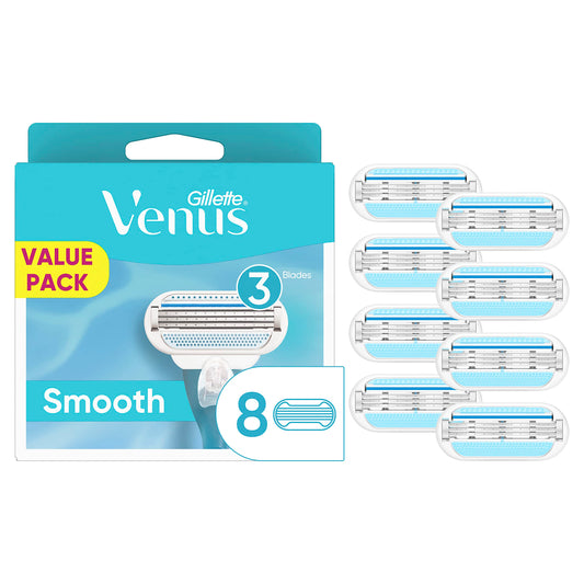 Gillette Venus Smooth Womens Razor Blade Refills, 8 Count, Lubracated to Protect the Skin from Irritation