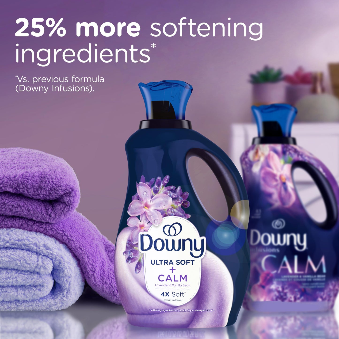 Downy Ultra Soft Fabric Softener Liquid, Calm, Lavender and Vanilla Bean, 56 fl oz, 83 Loads