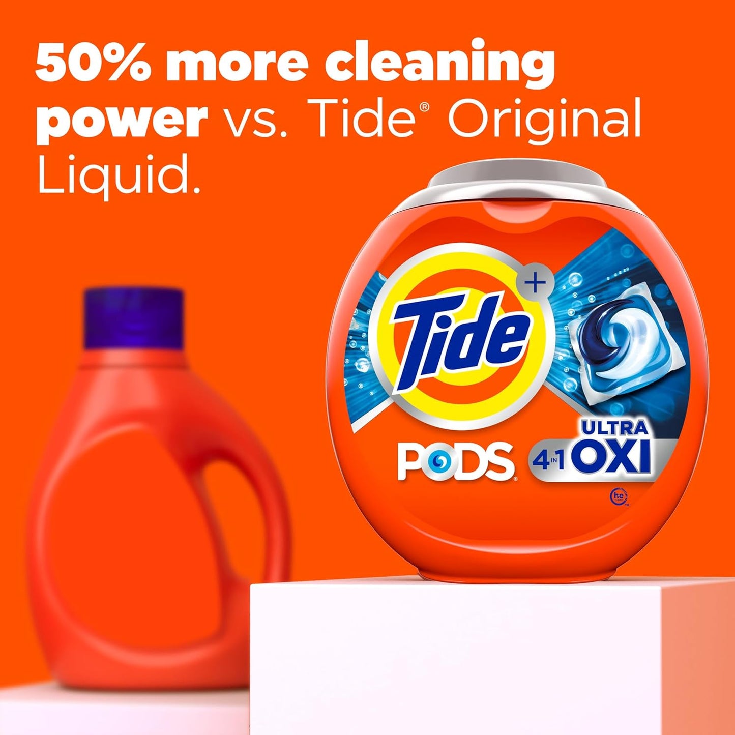 Tide 4-n-1 Ultra Oxi PODS Laundry Detergent Pacs, 32 Count, HE Compatible, Built in Pre-Treater for Stains