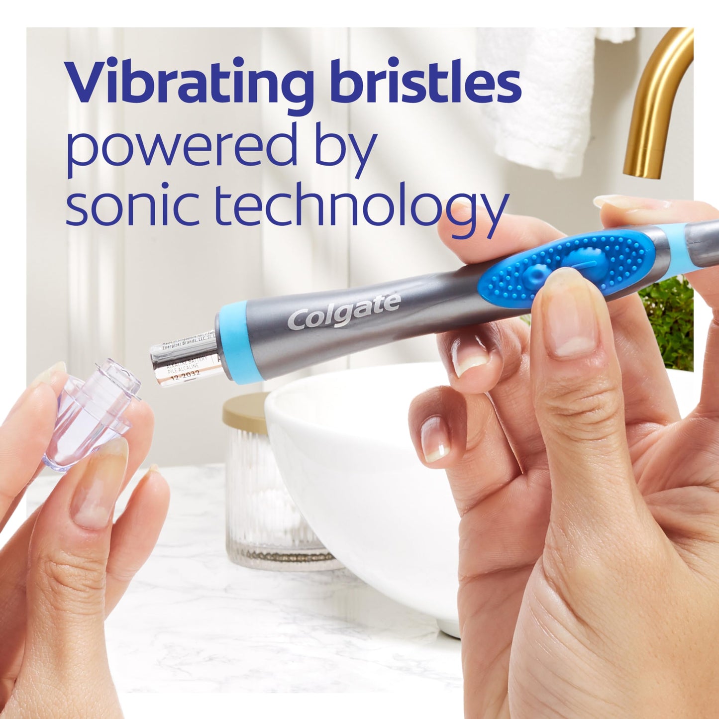 Colgate 360 Vibrate Deep Clean Battery Operated Toothbrush Pack, Disposable Electric Toothbrush with 1 AAA Battery Included, Whole Mouth Clean, 2 Pack