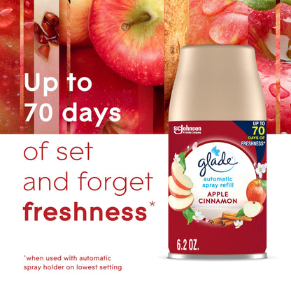 Glade Automatic Spray Refill, Apple Cinnamon, Scented Air Freshener for Home and Bathroom, 6.2 Oz, 2 Count