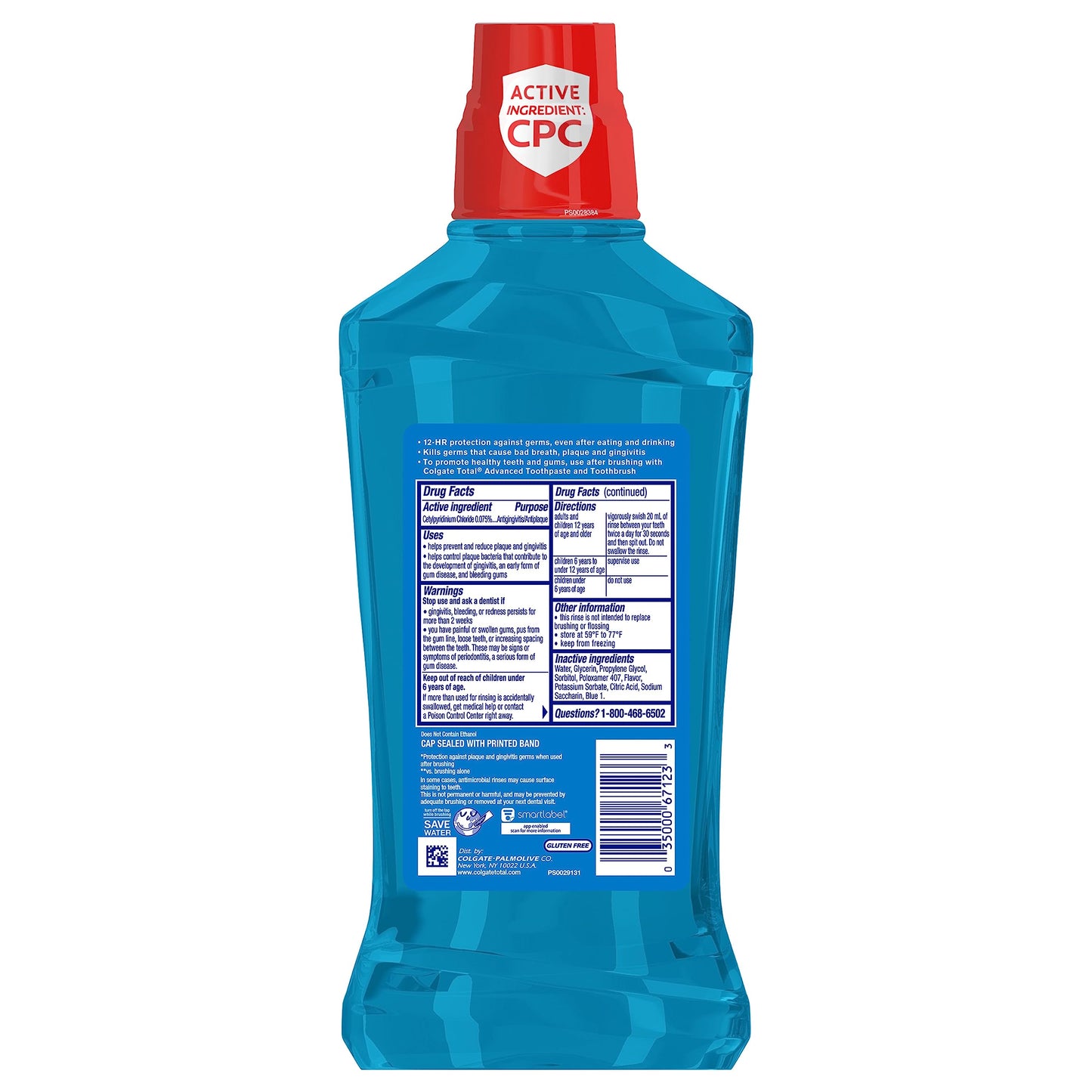 Colgate Total Mouthwash, Alcohol Free Mouthwash, Peppermint, 33.8 Ounce, (Pack of 3)