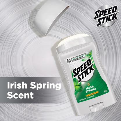 Speed Stick Men's Antiperspirant Deodorant, Irish Spring Scented, 3 Ounce, 4 Pack